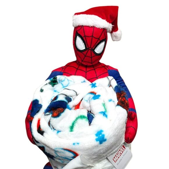 New Spiderman Buddy & Fleece Blanket Throw Plush Doll Marvel Holiday Christmas - Picture 12 of 12